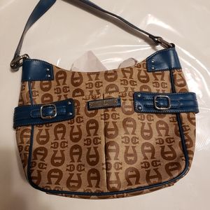Aigner brown and teal purse.